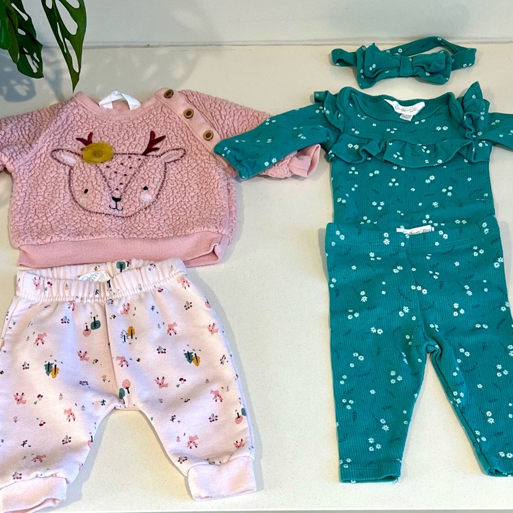 Baby Girl Outfit Bundle 0-3M |
Matching Sets, Pink & Green